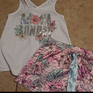 Girls Justice two piece PJ set Floral Size 12